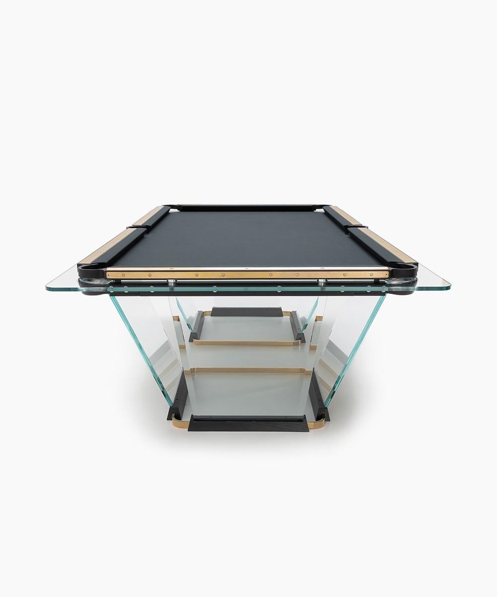 Teckell T1.3 8-Fuß-Pooltisch aus Kristall in Gold von Marc Sadler (Italienisch) im Angebot