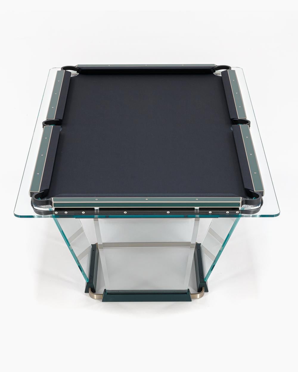 Teckell T1.3 Crystal 8-foot Pool Table in Leather by Marc Sadler In New Condition For Sale In Brooklyn, NY