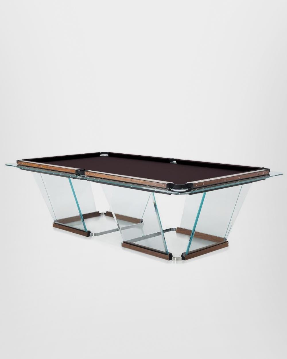 Contemporary Teckell T1.3 Crystal 8-foot Pool Table in Leather by Marc Sadler For Sale