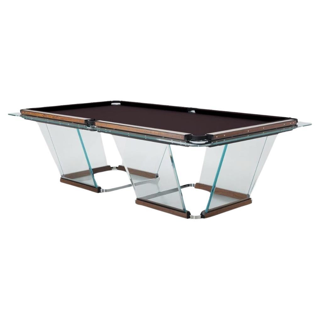 Teckell T1.3 Crystal 9-foot Pool Table in Walnut wood by Marc Sadler For Sale