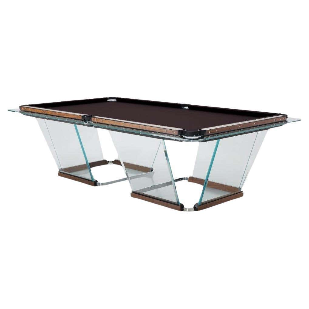 Teckell T1.3 Crystal 9-foot Pool Table in Walnut wood by Marc Sadler ...