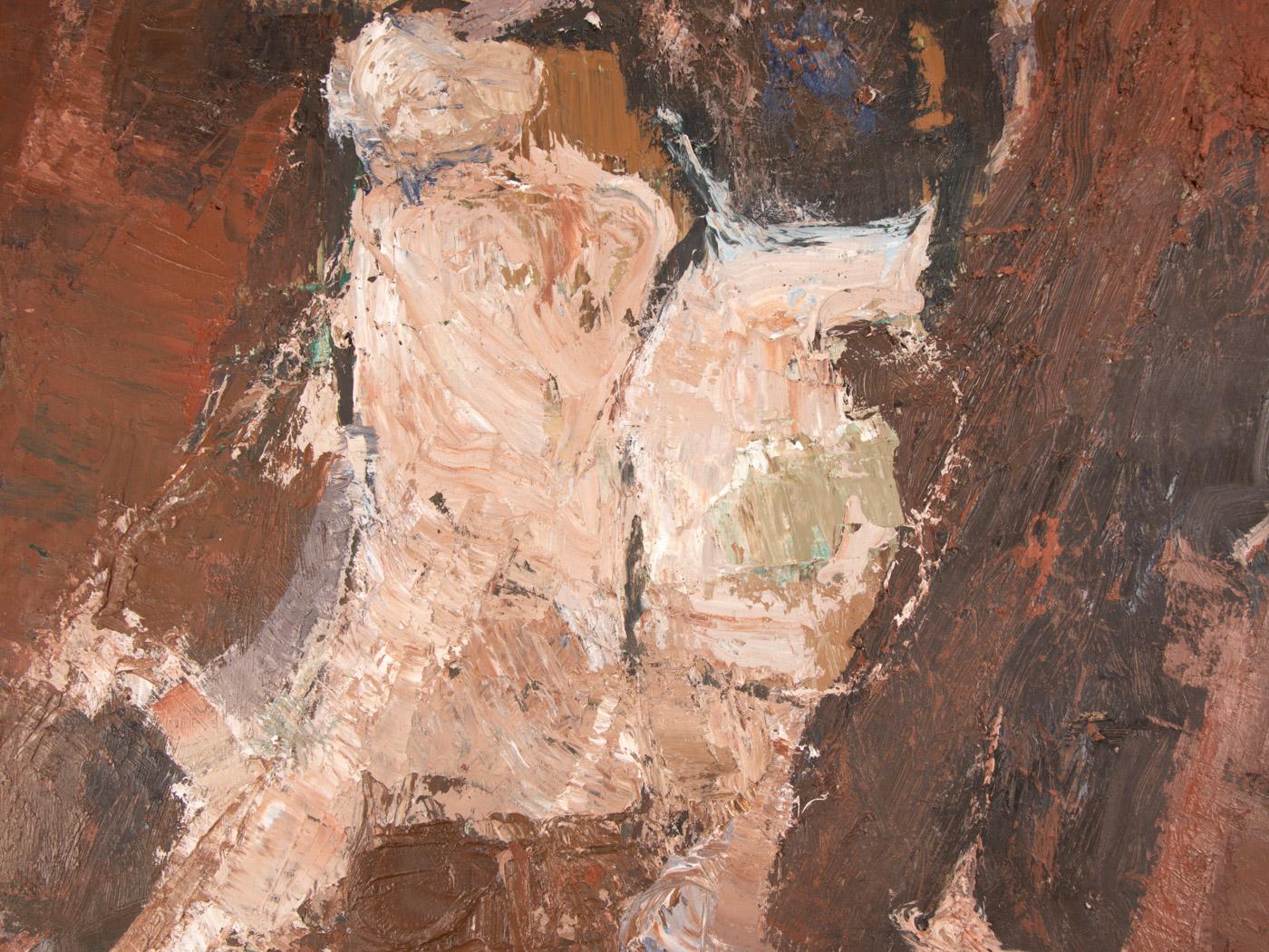 „Tecken I Sten 1“ von Fritz Karlsson, Abstraktes Gemälde, Öl auf Holz, fertig zum Hängen im Angebot 1