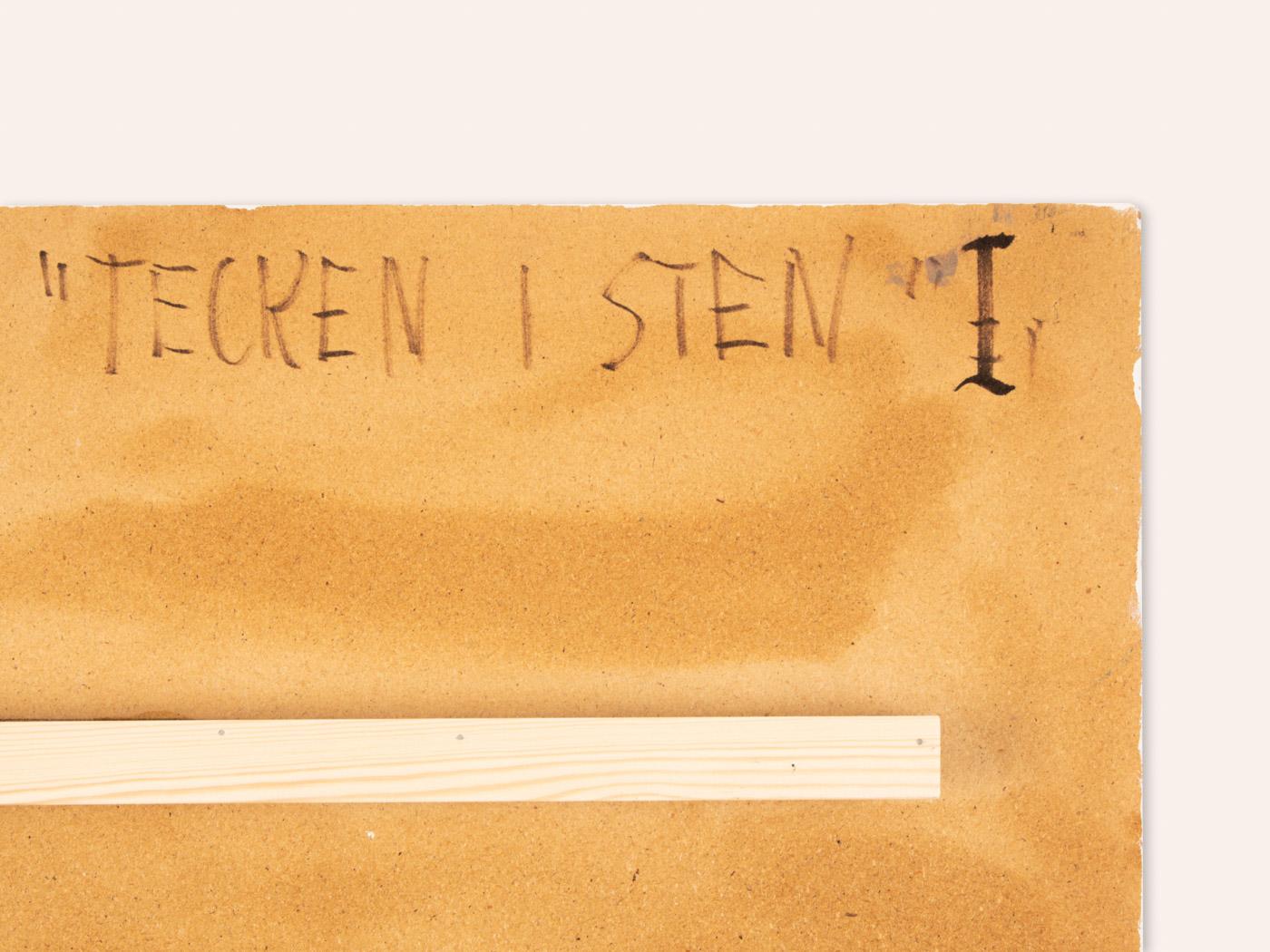 „Tecken I Sten 1“ von Fritz Karlsson, Abstraktes Gemälde, Öl auf Holz, fertig zum Hängen im Angebot 5