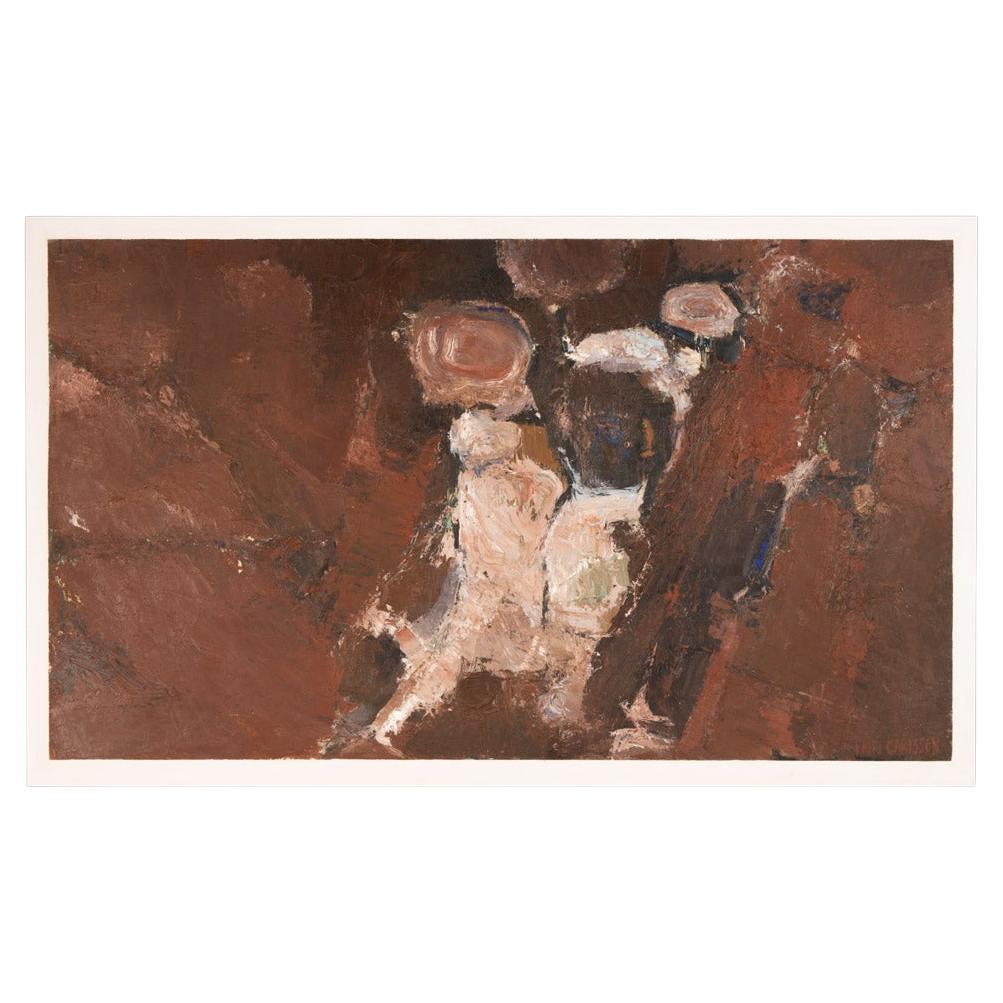 „Tecken I Sten 1“ von Fritz Karlsson, Abstraktes Gemälde, Öl auf Holz, fertig zum Hängen