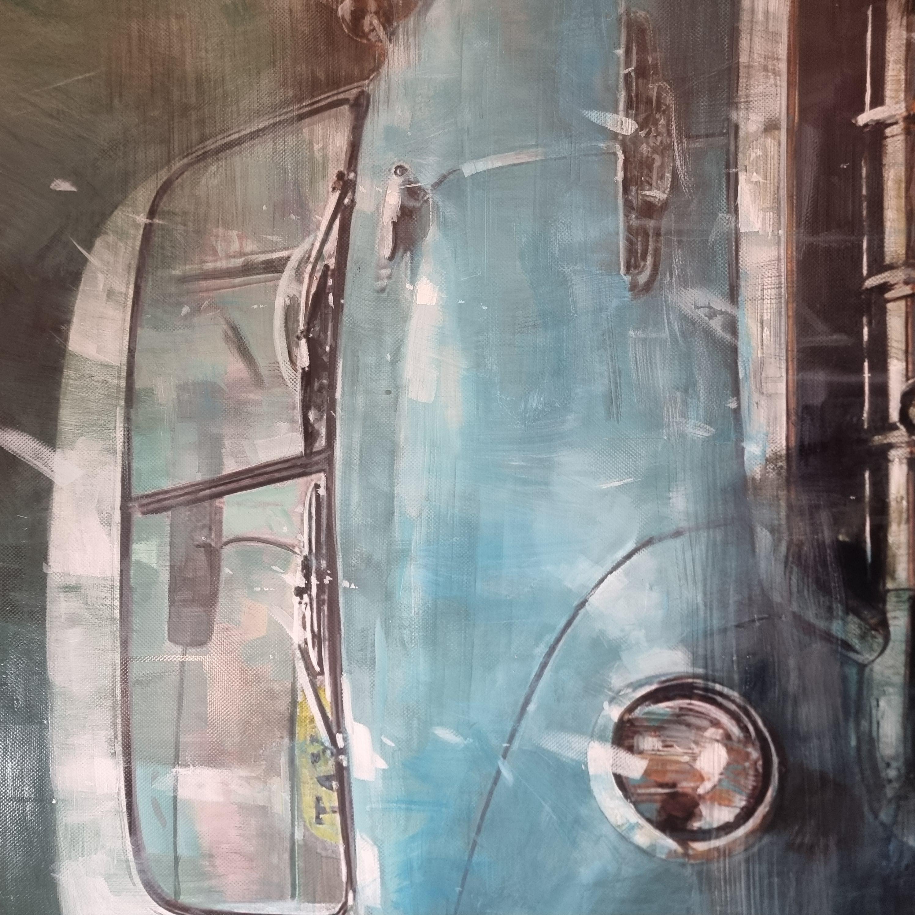 Tecnica Mista su Tela con Auto d’Epoca Americana arte moderna in vendita 1