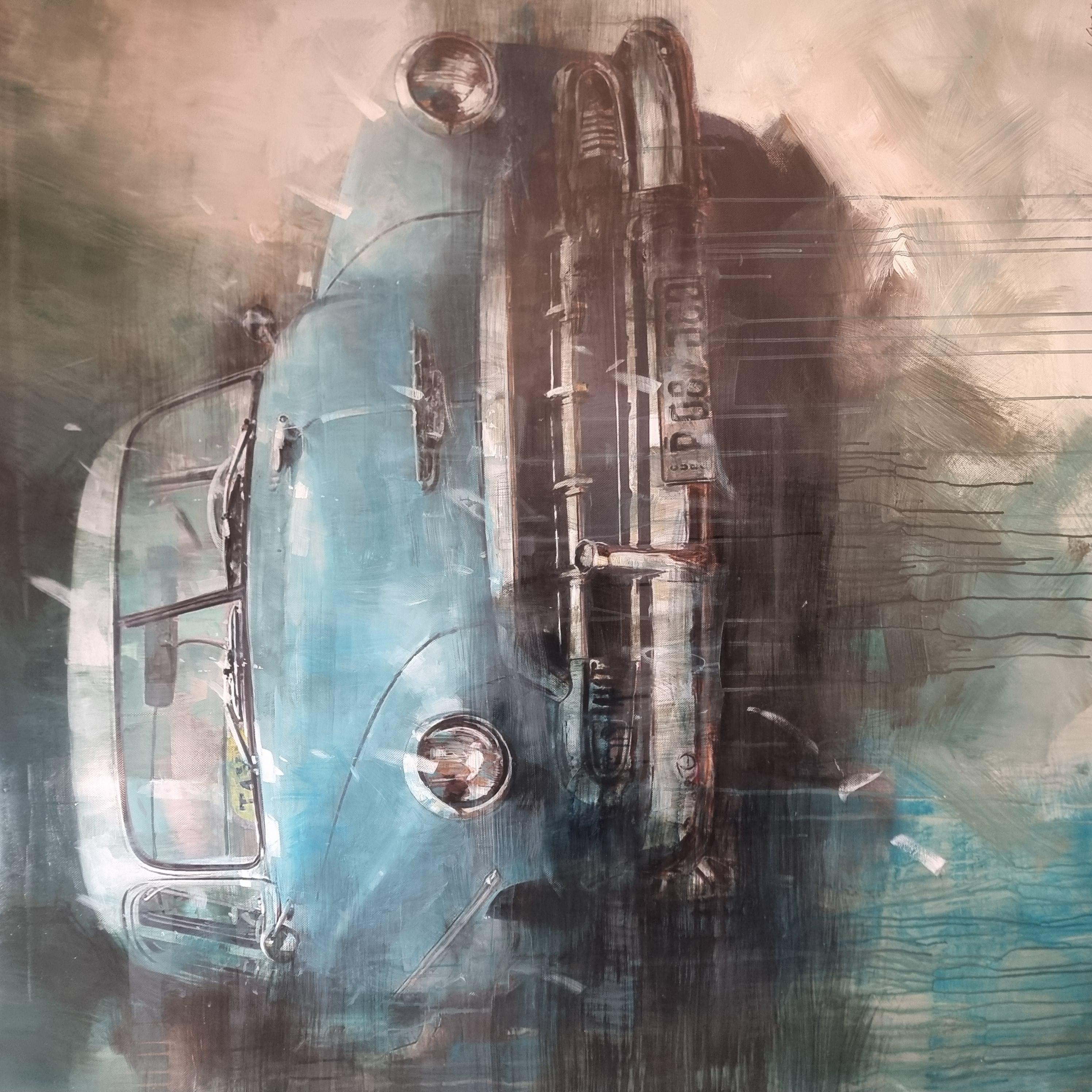 Tecnica Mista su Tela con Auto d’Epoca Americana arte moderna in vendita 2