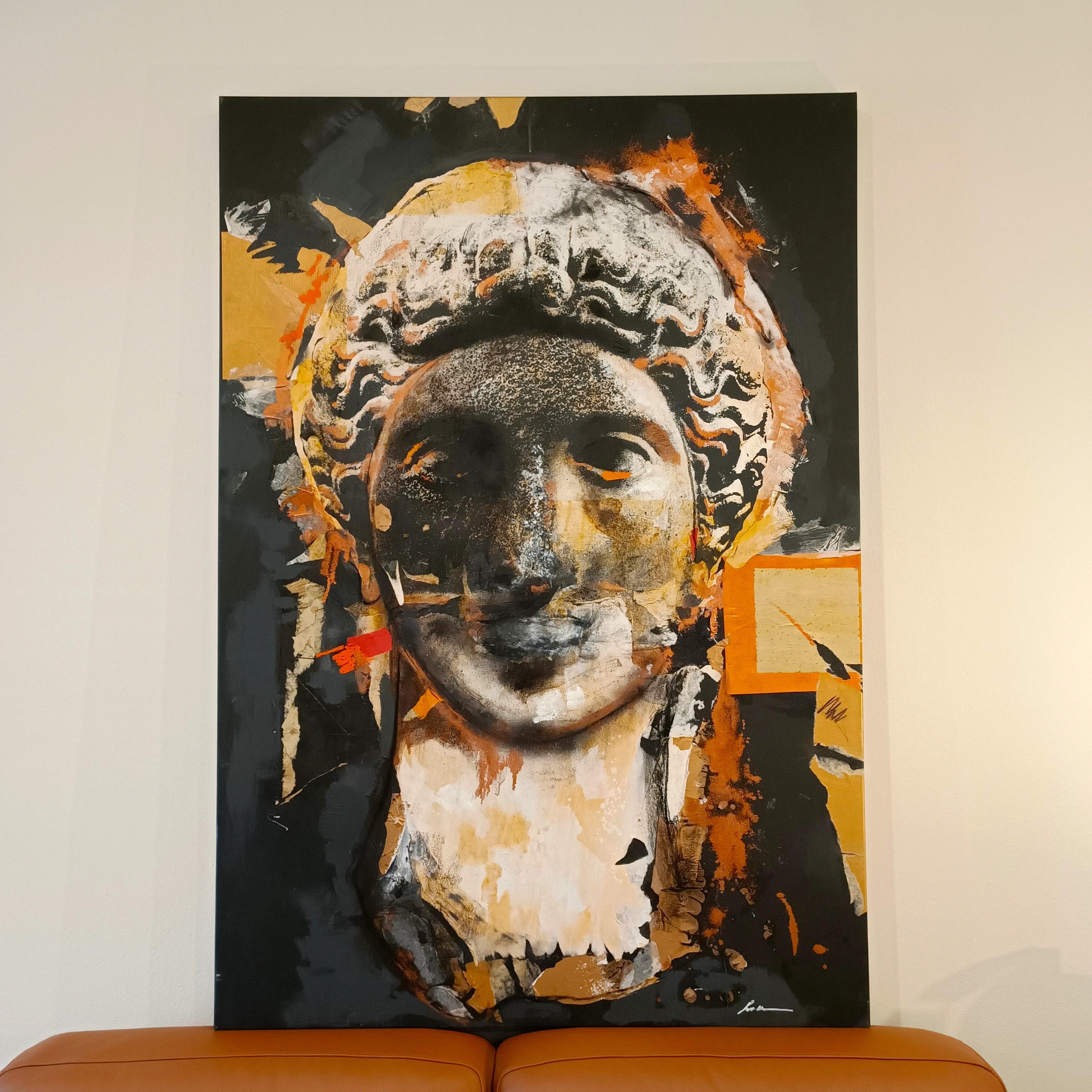 Mischtechnik auf Leinwand Das Gesicht der Aphrodite -Alessandro la Motta im Zustand „Hervorragend“ im Angebot in Villa Verucchio, Emilia-Romagna