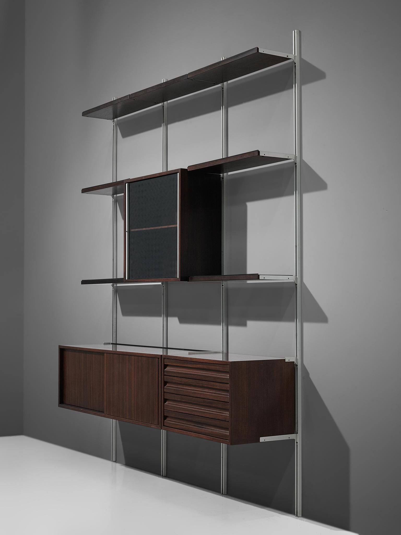 Mid-Century Modern Tecno Borsani Wall Unit 'E22' in Rosewood/Walnut