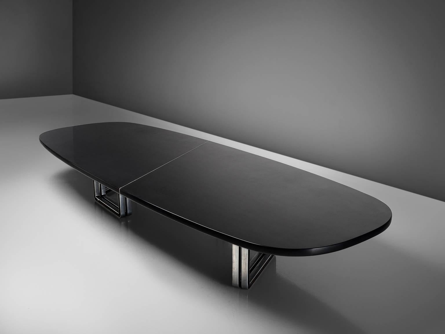 Lacquered Tecno Design Centre Large Black Table