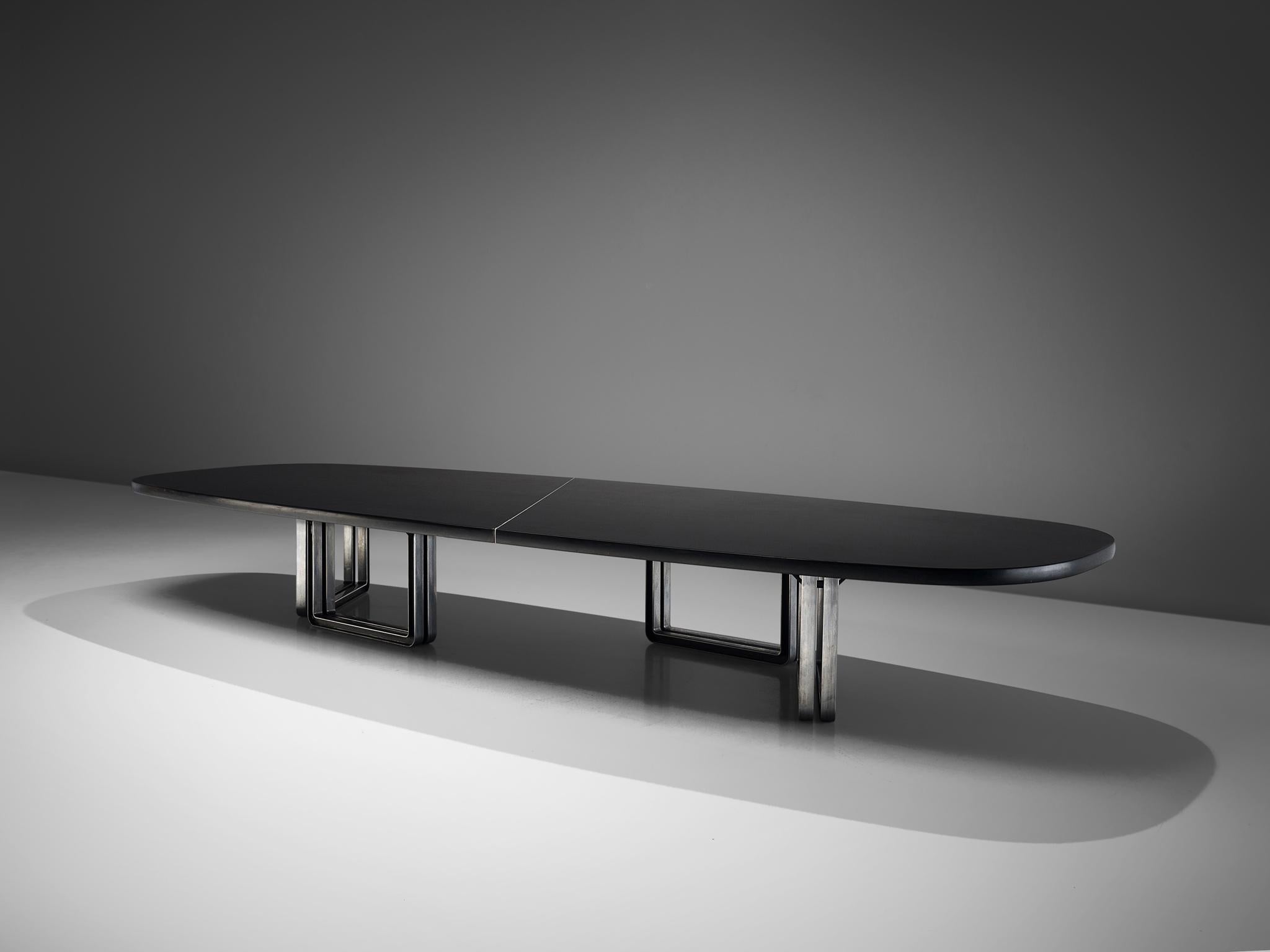 Lacquered Tecno Design Centre Large Black Table
