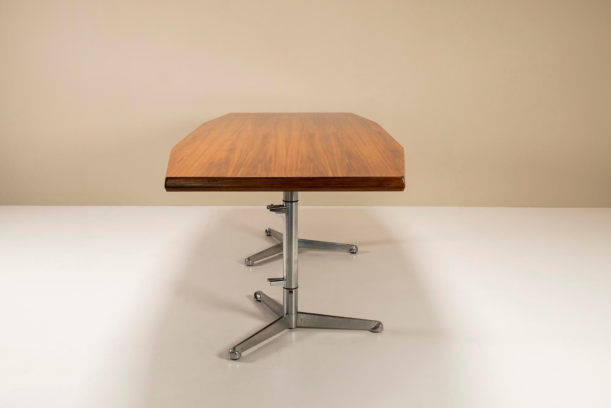 Tecno Executive Desk in Walnut and Cast Aluminum by Osvaldo Borsani, Italy 1950s 3