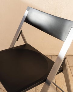 Tecno Folding Chair P08 Steel and Black Plastic Made In Italy, 1990s