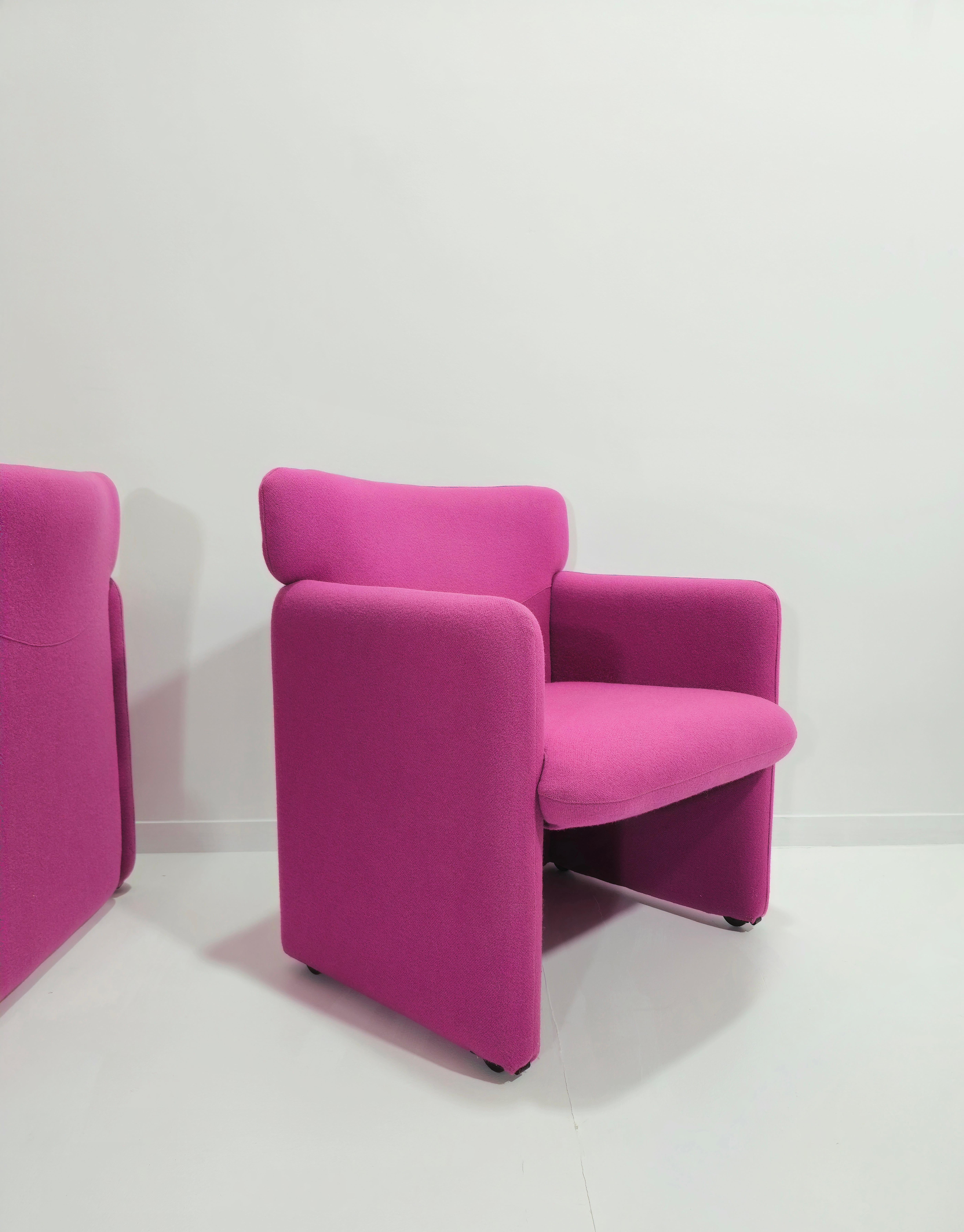 Quatre fauteuils Tecno modèle PS148 en tissu de couleur cyclamen du milieu du siècle  Italie 80s en vente 3
