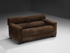 Tecno Italian Bulky Sofa in Dark Brown Suede