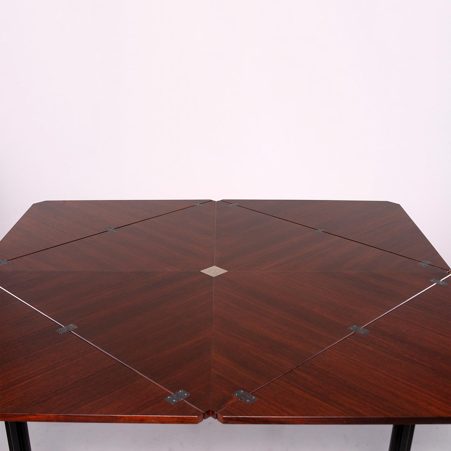Italian Tecno of Italy Rosewood Table with Fold Up Leaves