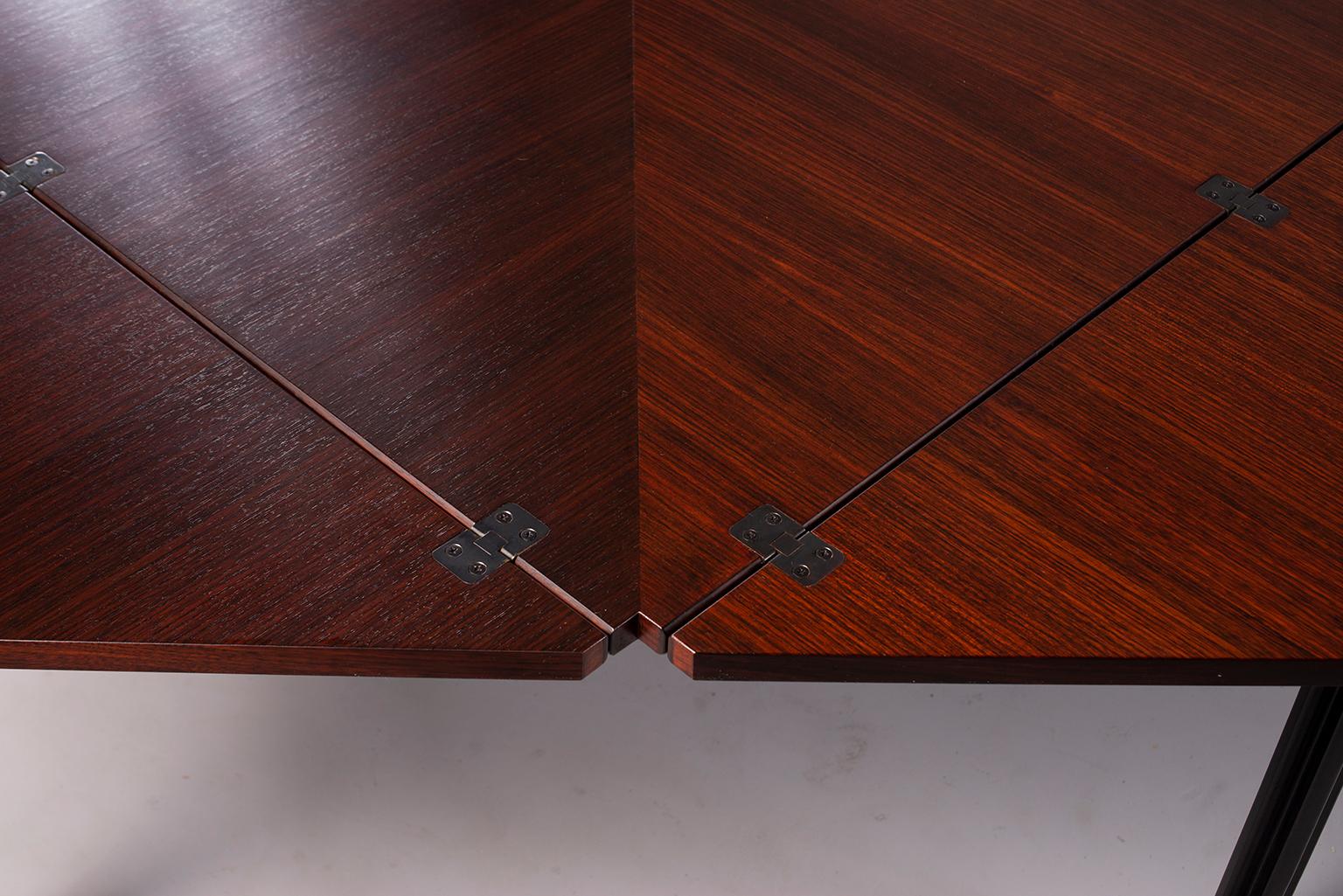 20th Century Tecno of Italy Rosewood Table with Fold Up Leaves