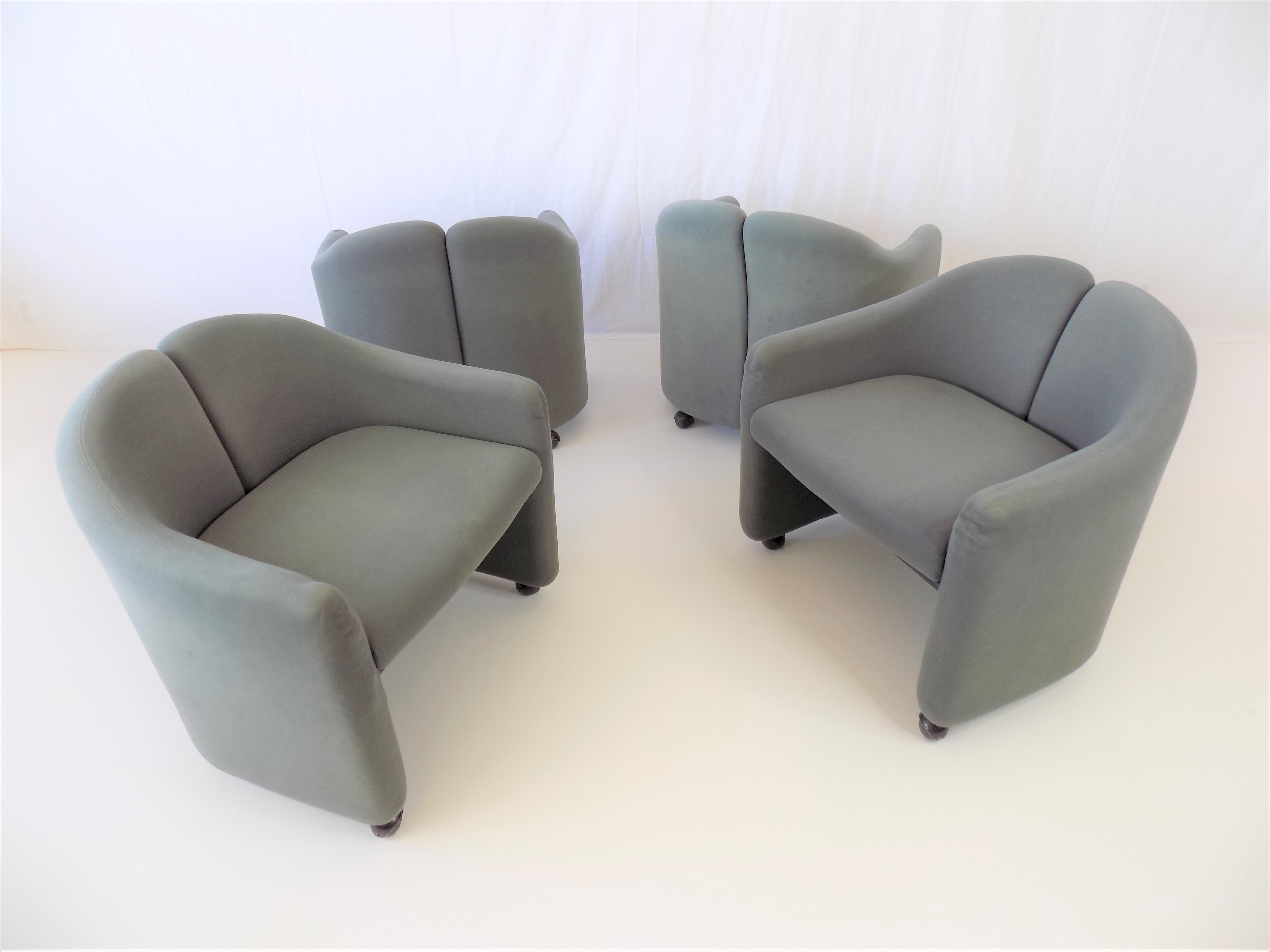 Tecno PS142 Set Of 4 Lounge Chairs By Eugenio Gerli, Italy, 1969 6