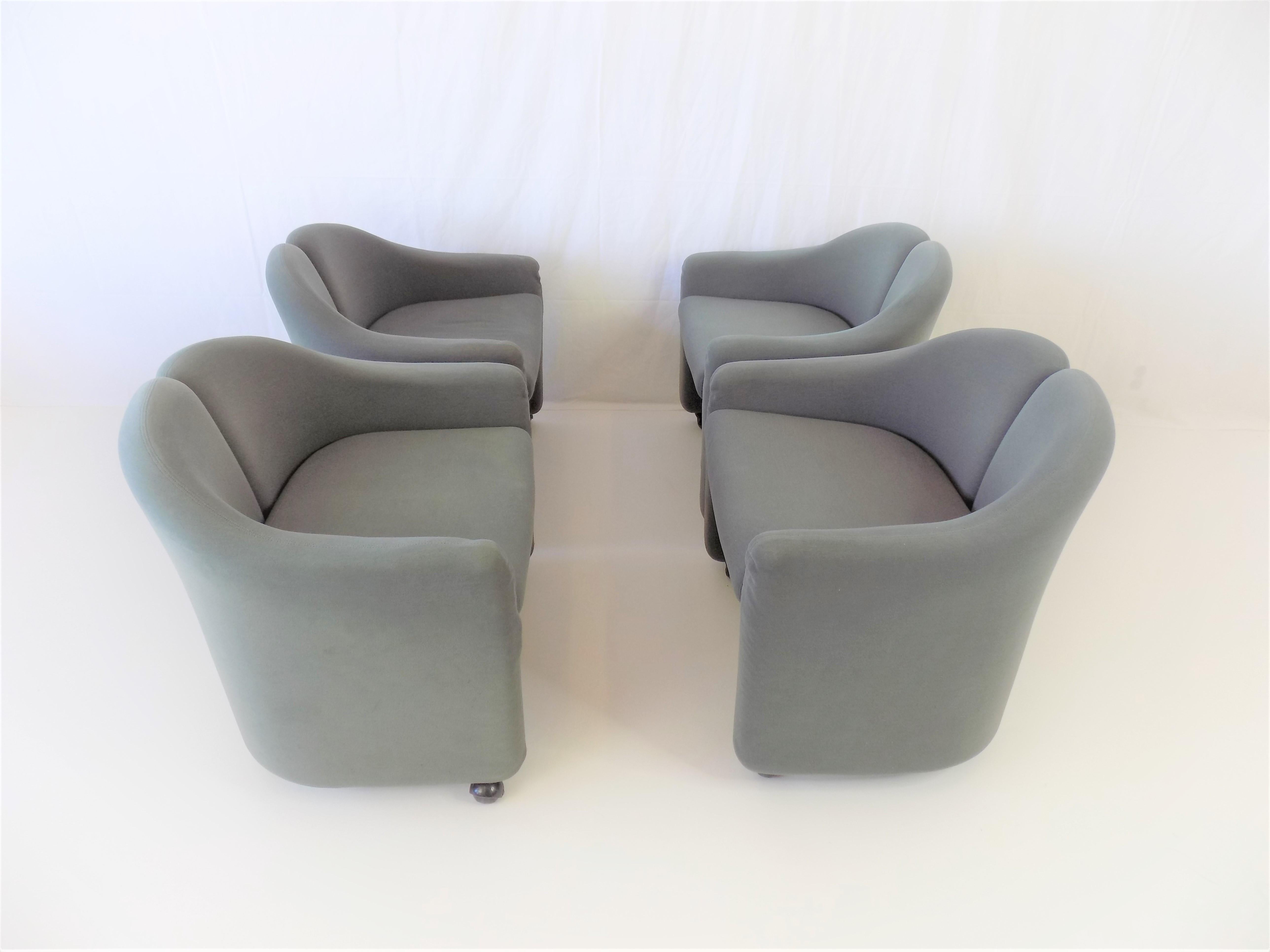 Mid-Century Modern Tecno PS142 Set Of 4 Lounge Chairs By Eugenio Gerli, Italy, 1969
