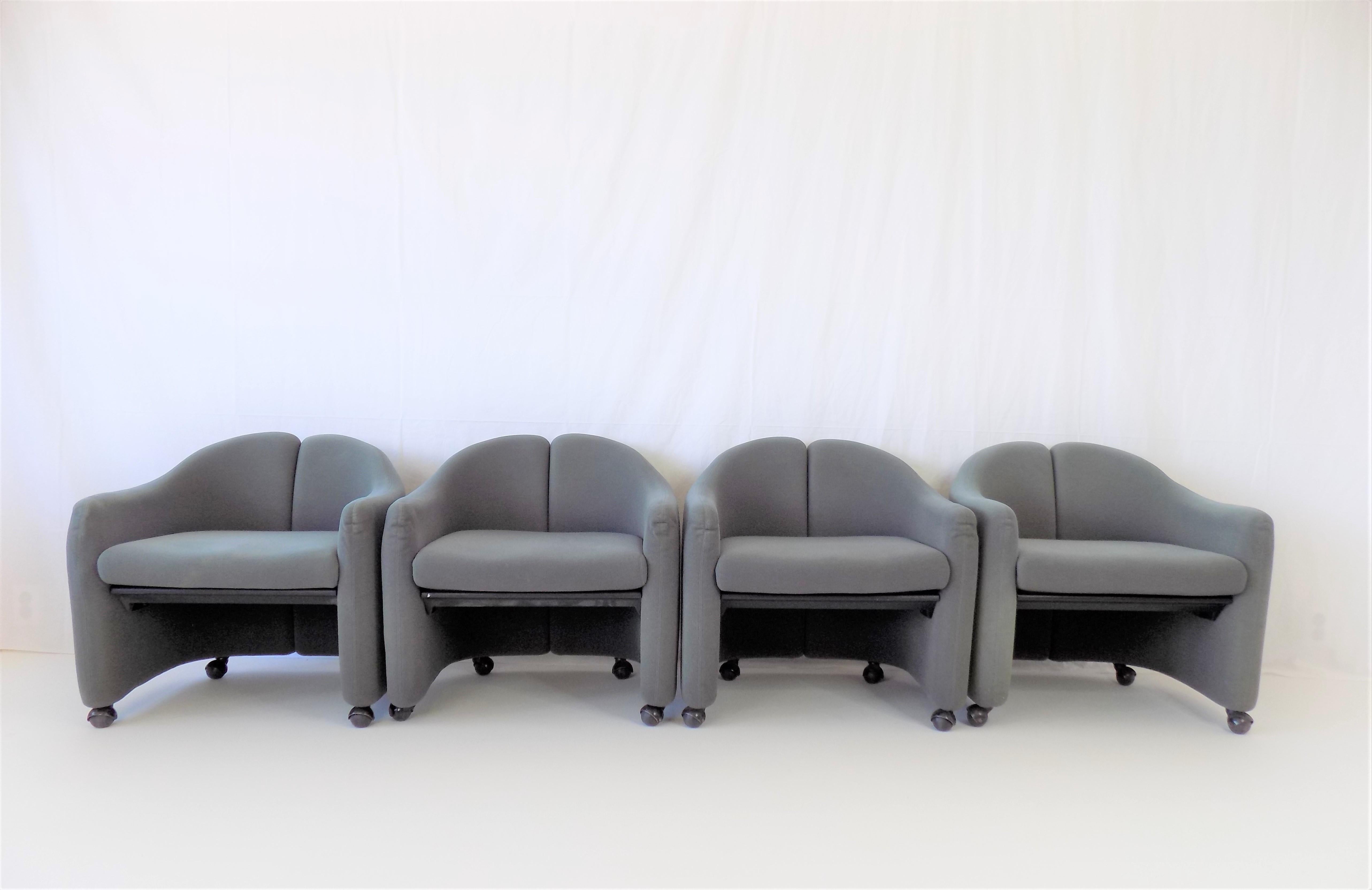 Italian Tecno PS142 Set Of 4 Lounge Chairs By Eugenio Gerli, Italy, 1969