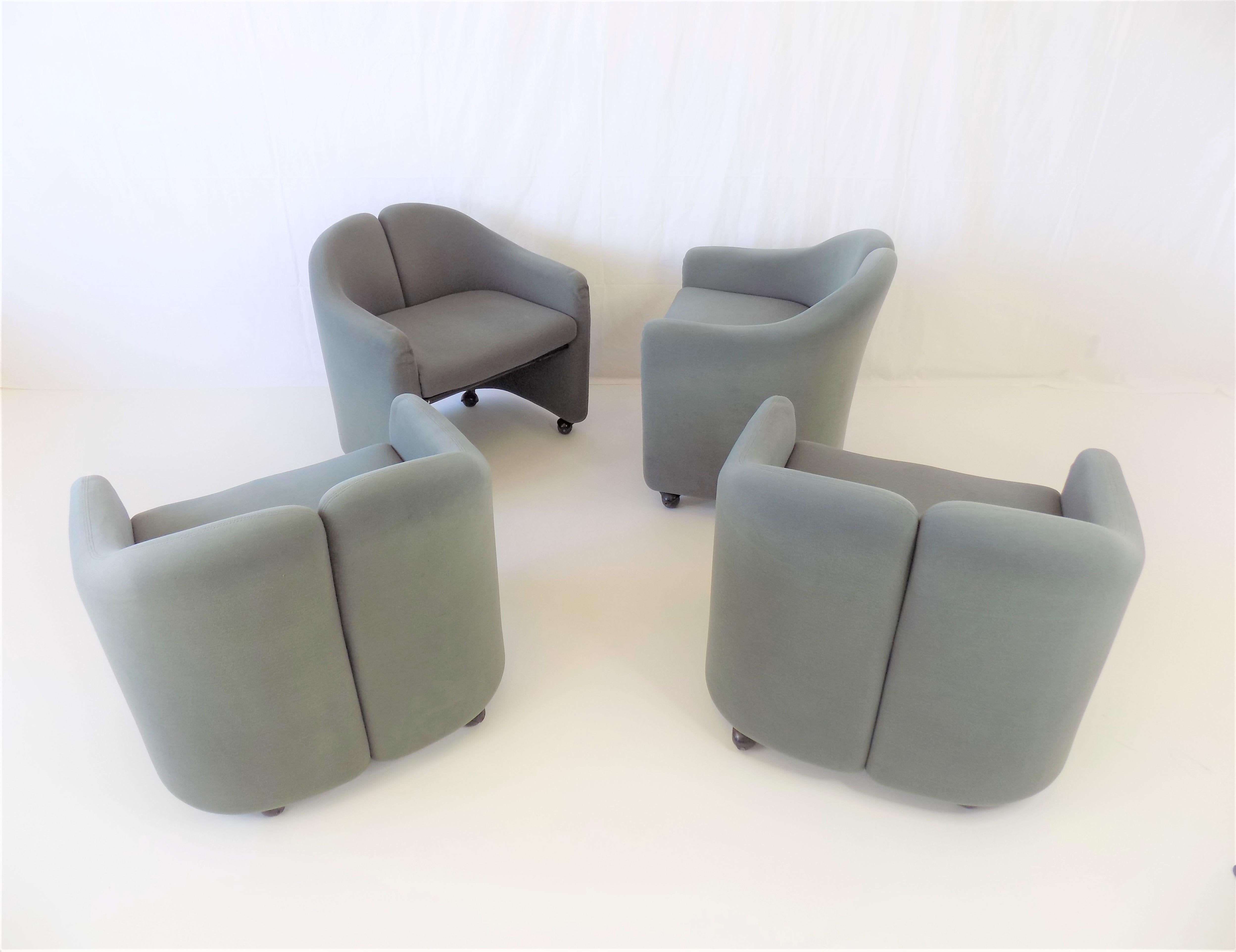 Fabric Tecno PS142 Set Of 4 Lounge Chairs By Eugenio Gerli, Italy, 1969