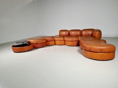 Tecnosalotto Montavo Sectional in Cognac Leather, Italy, 1970s