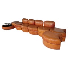 Tecnosalotto Montavo Sectional en cuir cognac, Italie, 1970