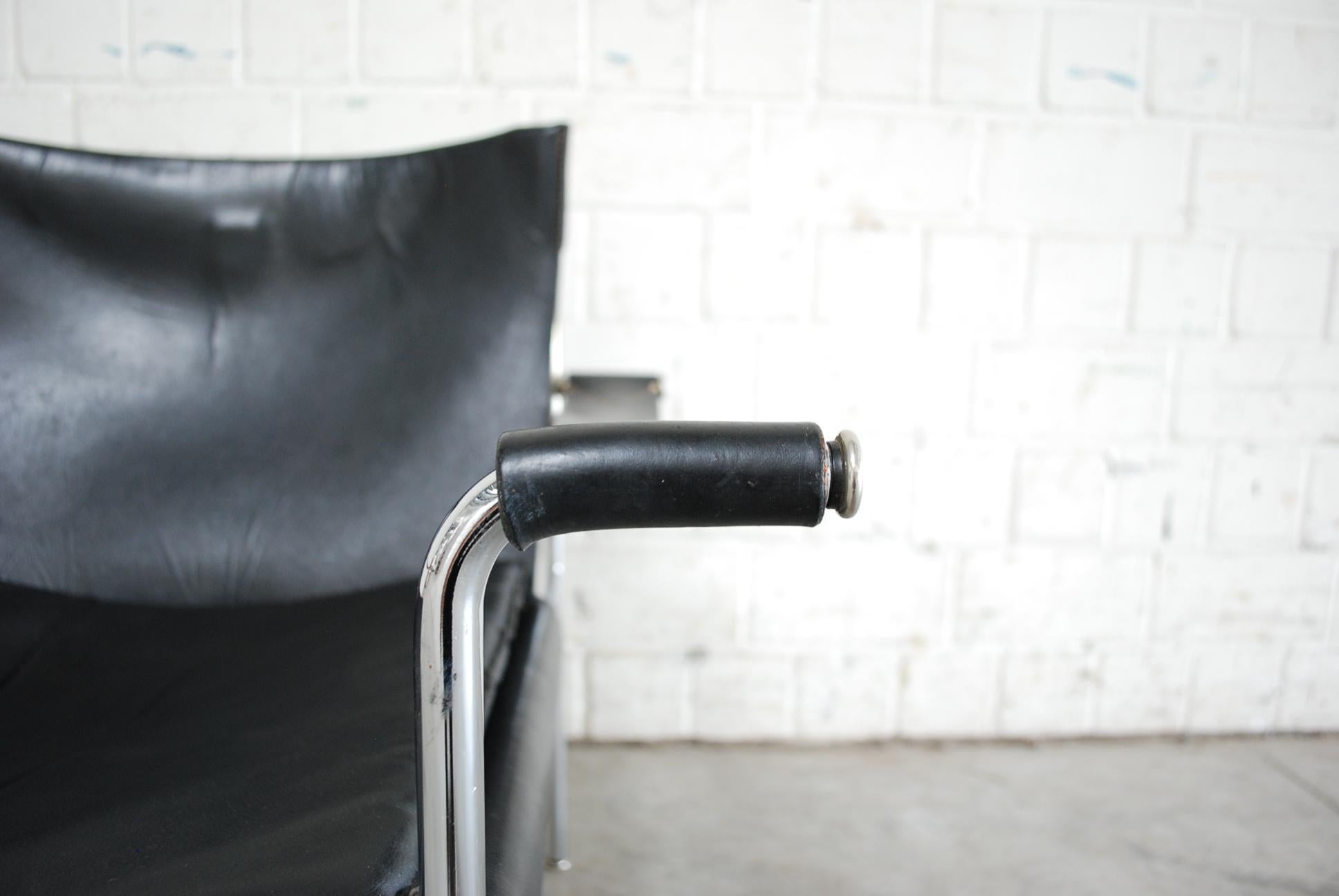 Steel Tecta D 99 Leather Armchair Chair by Hans Könecke Black