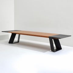 Dining table made of lava stone, wood and steel for 10 people, México