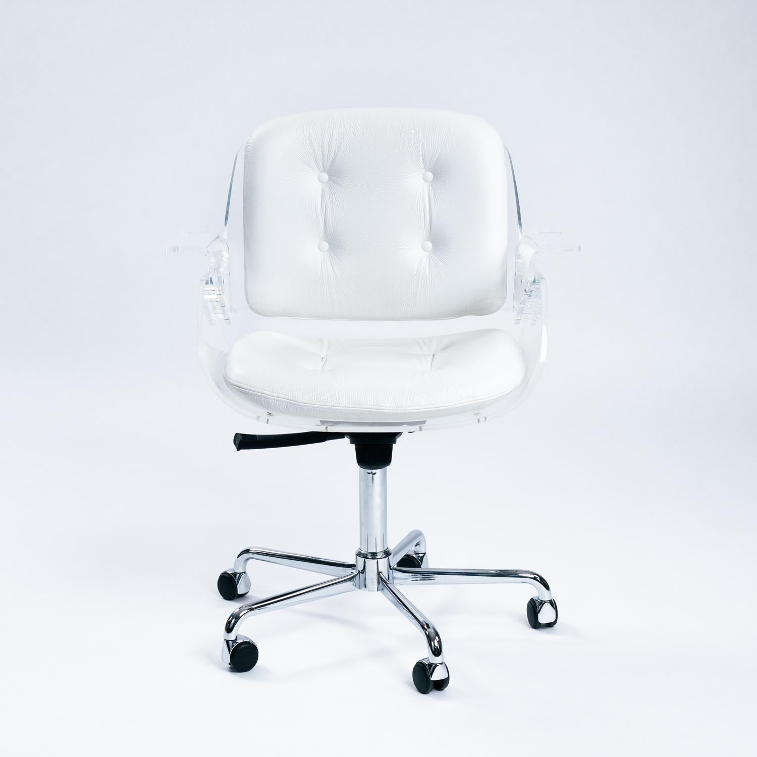 Milieu du XXe siècle Chaise de bureau Bauhaus Tecta en cuir blanc D49 de Walter Konecke, 1959 en vente