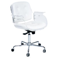 Silla de escritorio Bauhaus Tecta cuero blanco D49 de Walter Konecke, 1959