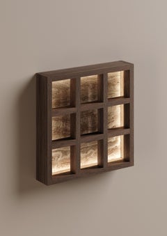 Tecton Wandleuchte mit Gitter aus Travertin von Félix Millory für Monitillo 1980