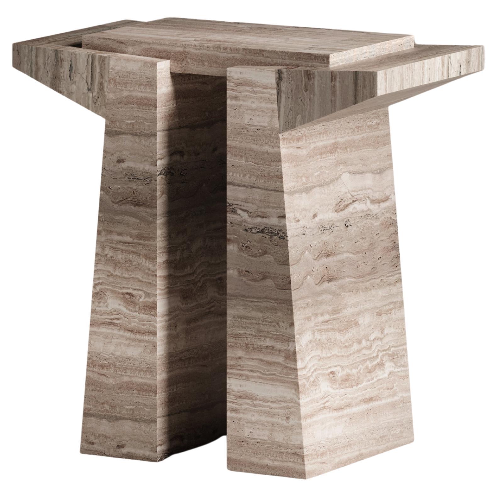 Tecton Small Console in Travertine by Félix Millory for Monitillo 1980