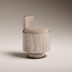 Silla giratoria Tecton en travertino o teca de Félix Millory para Monitillo 1980