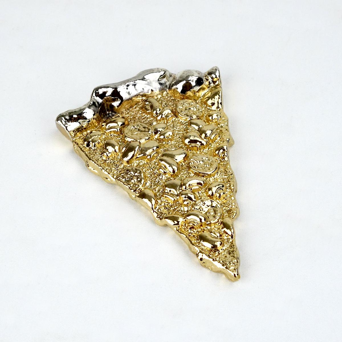 American Ted Arnold High Society Solid Fake Gold Cast Fast Food Emporium Slice of Pizza For Sale