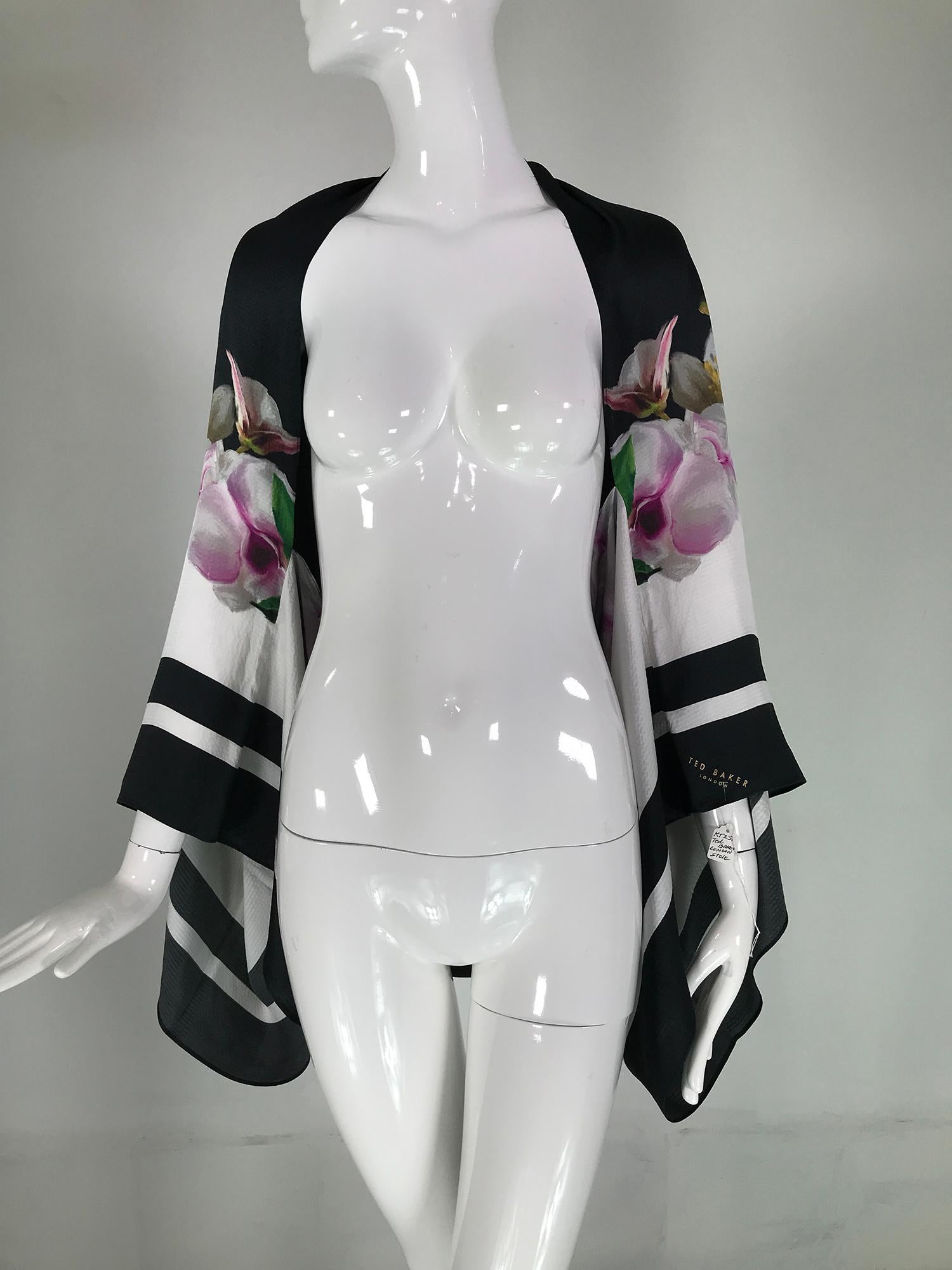 Ted Baker London floral silk kimono shrug. Kimono sleeve slip on shrug, perfect for evening or home. In excellent condition. 54