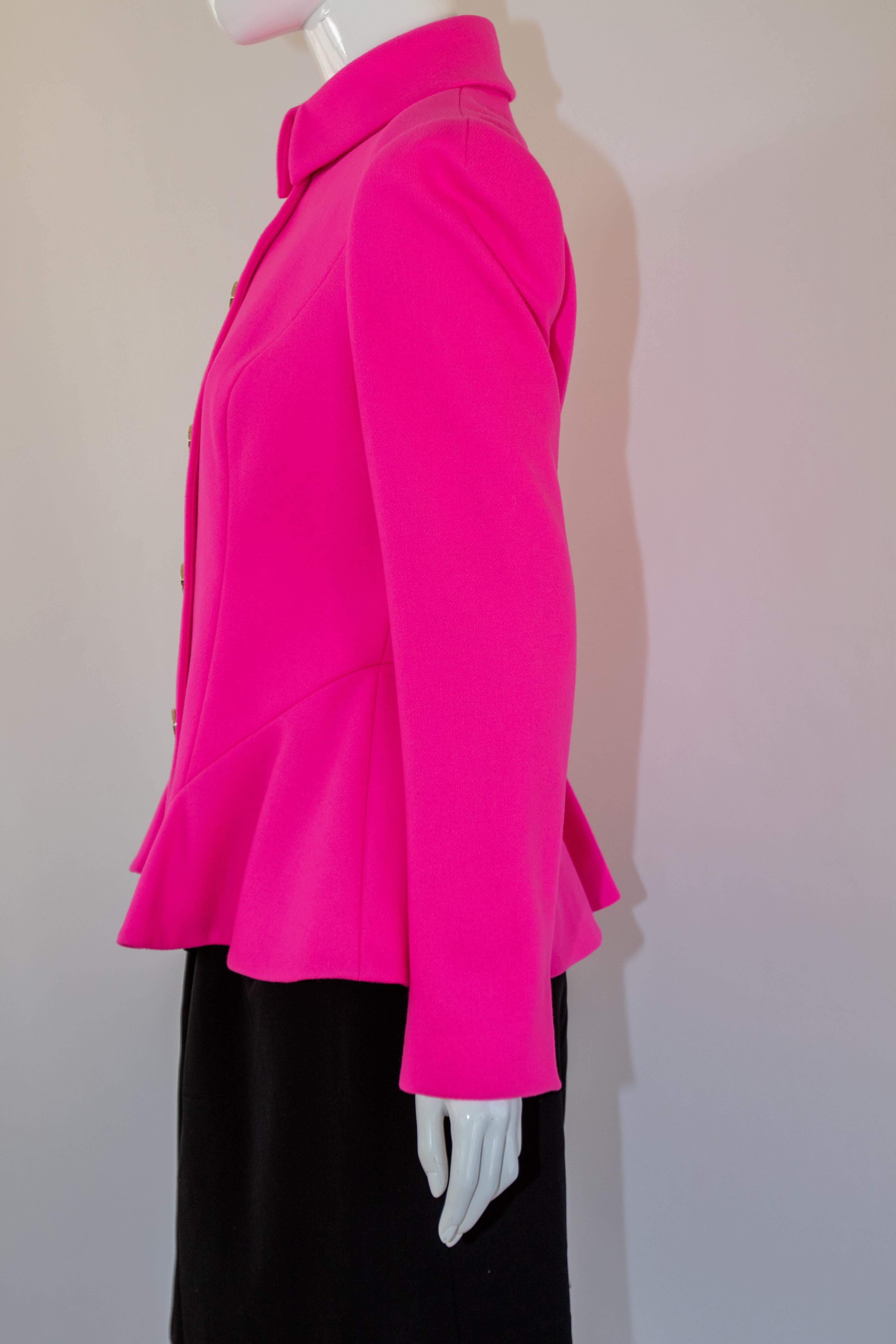 Ted Baker Hot Pink Peplum Jacket In Good Condition In North Hollywood, CA