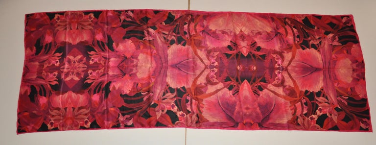          Ted Baker of London's wonderfully huge elegant silk scarf in multi-shades of rose and burgundy featuring 