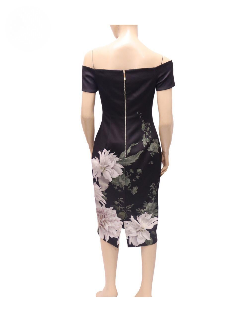 Ted Baker Peaony Clove Bardot Bodycon Dress Size M In Excellent Condition For Sale In Amman, JO