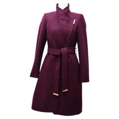 Ted Baker Plum Wrap Coat with Gold Accents - EU 36 Ted Baker Plum Wrap Coat with Gold Accents - EU 36