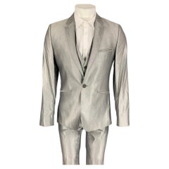 TED BAKER Size 36 Grey Wool Silk Notch Lapel 3 Piece Suit
