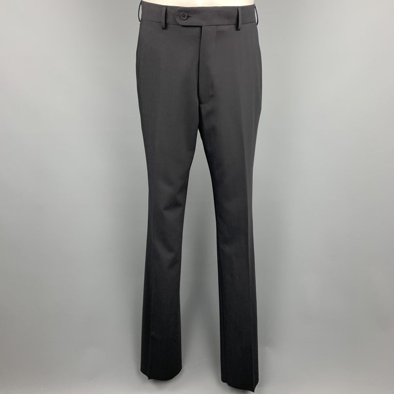 TED BAKER Size 36 Regular Black Wool Notch Lapel Suit For Sale at ...