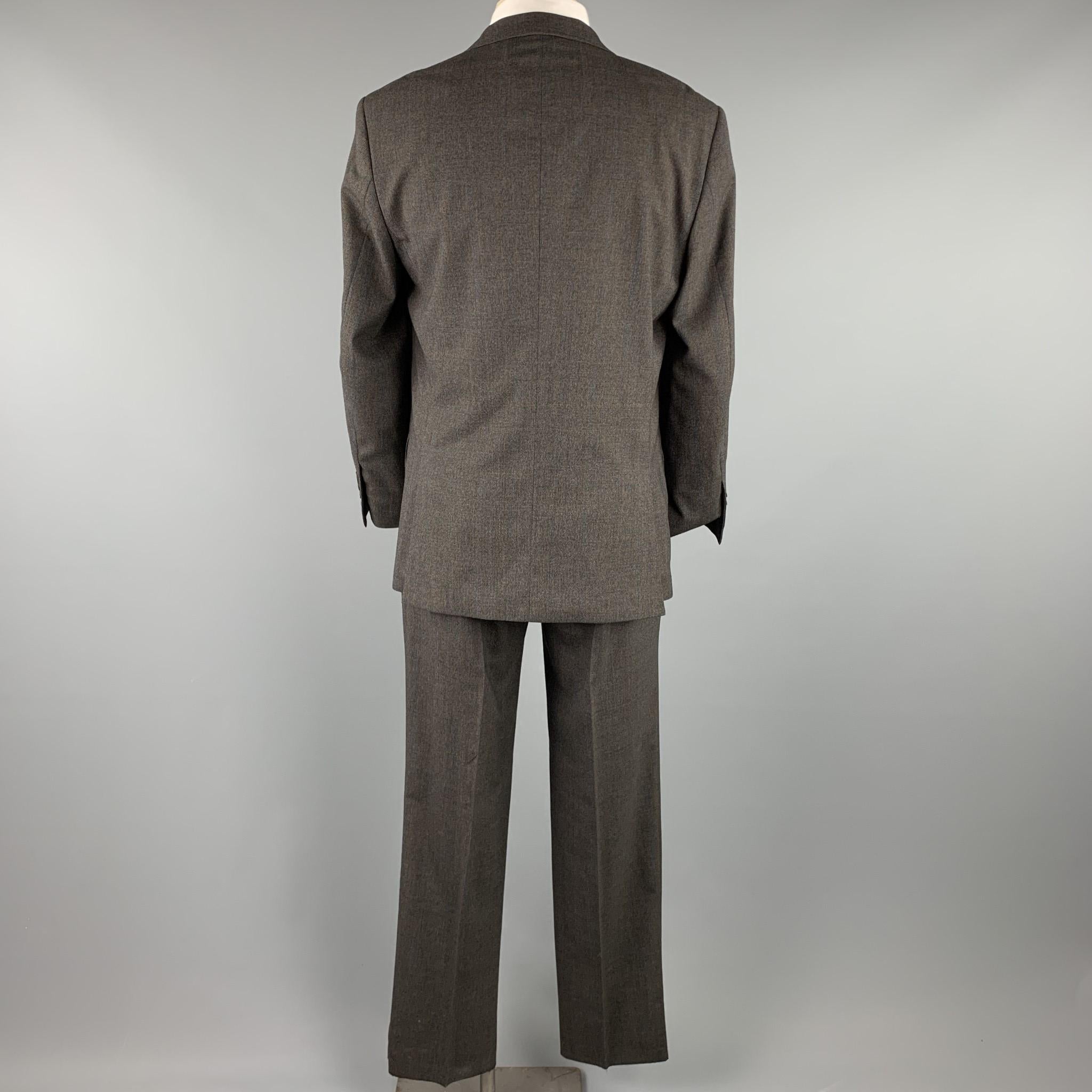 TED BAKER Size 40 Short Charcoal Glenplaid Wool Blend Notch Lapel Suit In Excellent Condition In San Francisco, CA