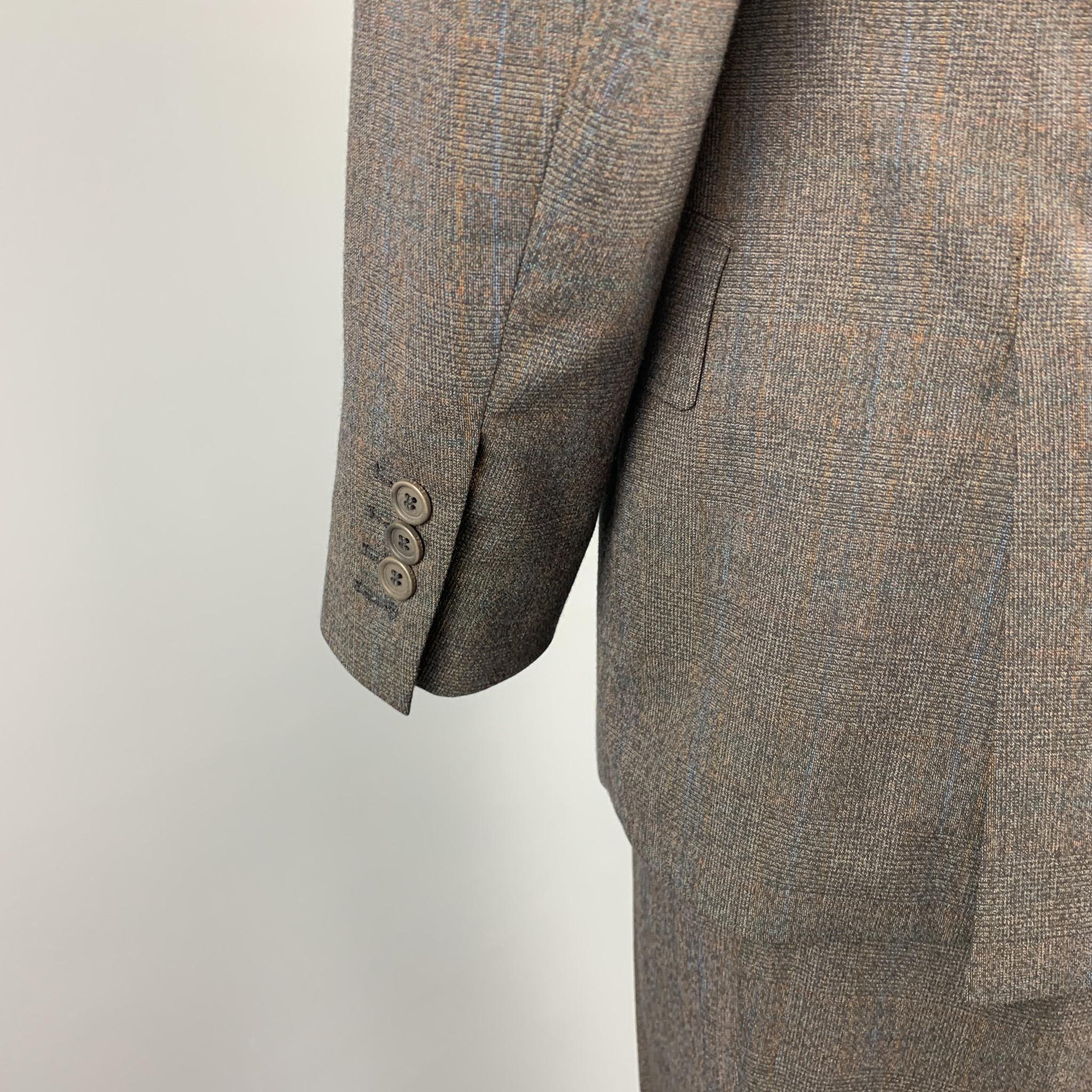 Men's TED BAKER Size 40 Short Charcoal Glenplaid Wool Blend Notch Lapel Suit