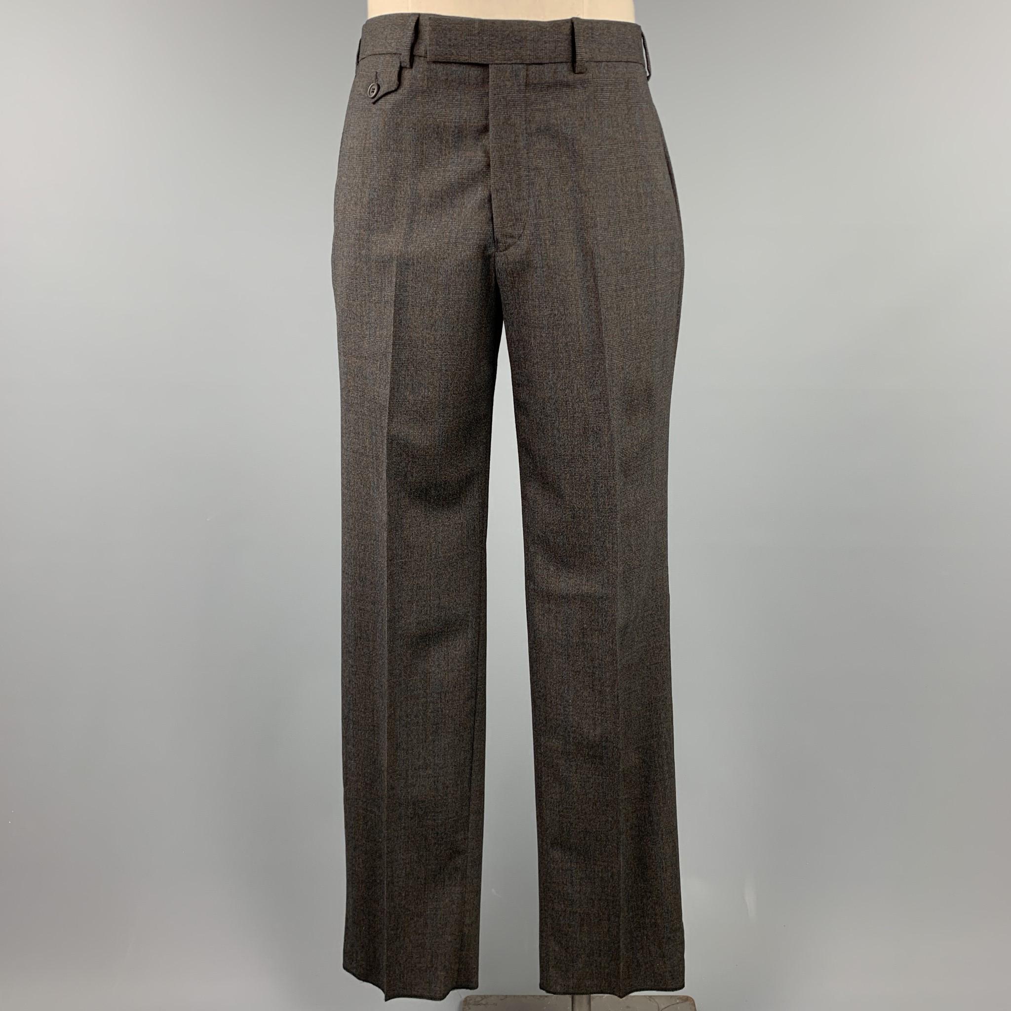 TED BAKER Size 40 Short Charcoal Glenplaid Wool Blend Notch Lapel Suit 1