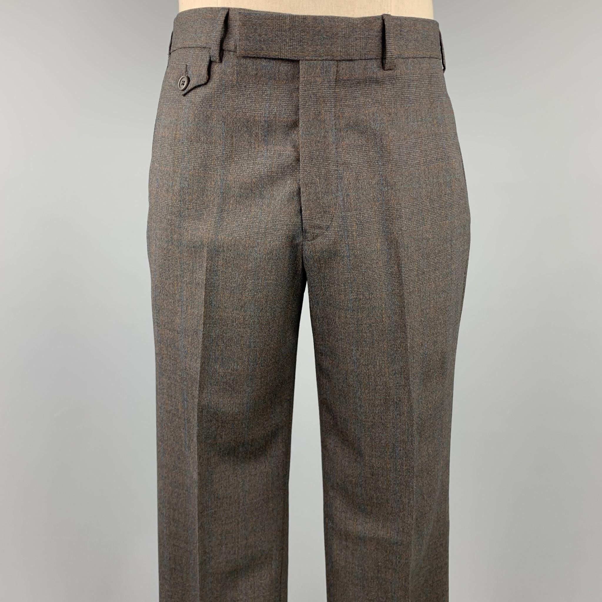 TED BAKER Size 40 Short Charcoal Glenplaid Wool Blend Notch Lapel Suit 2