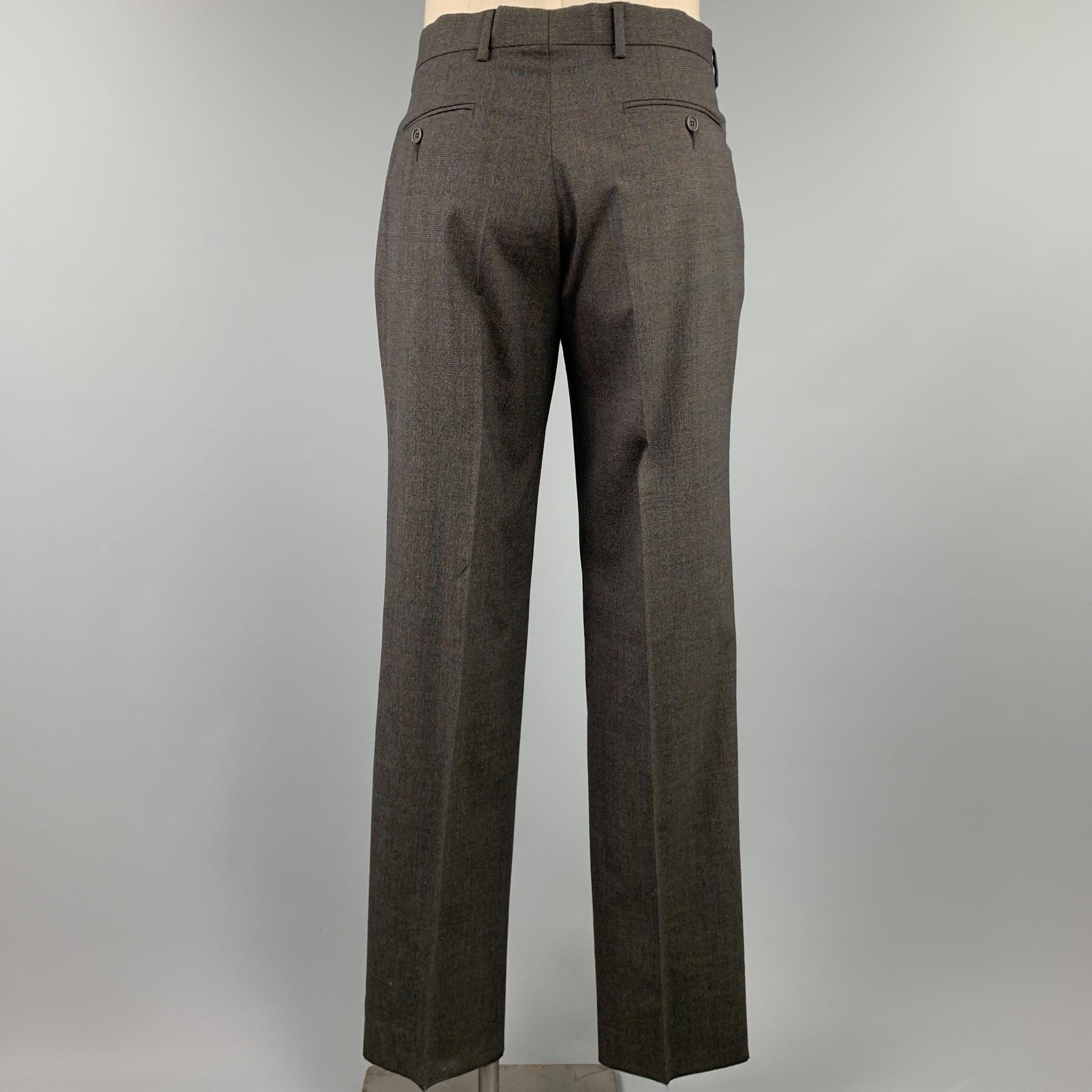 TED BAKER Size 40 Short Charcoal Glenplaid Wool Blend Notch Lapel Suit 3