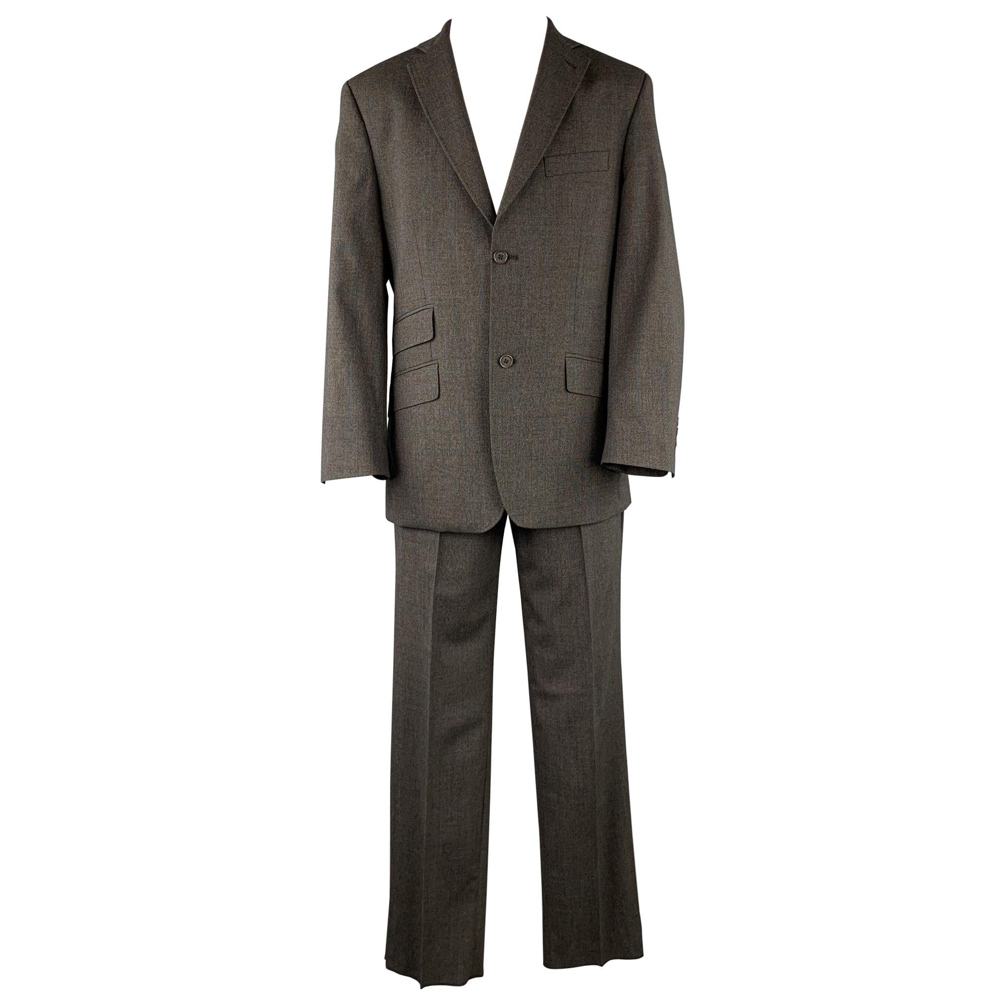 TED BAKER Size 40 Short Charcoal Glenplaid Wool Blend Notch Lapel Suit