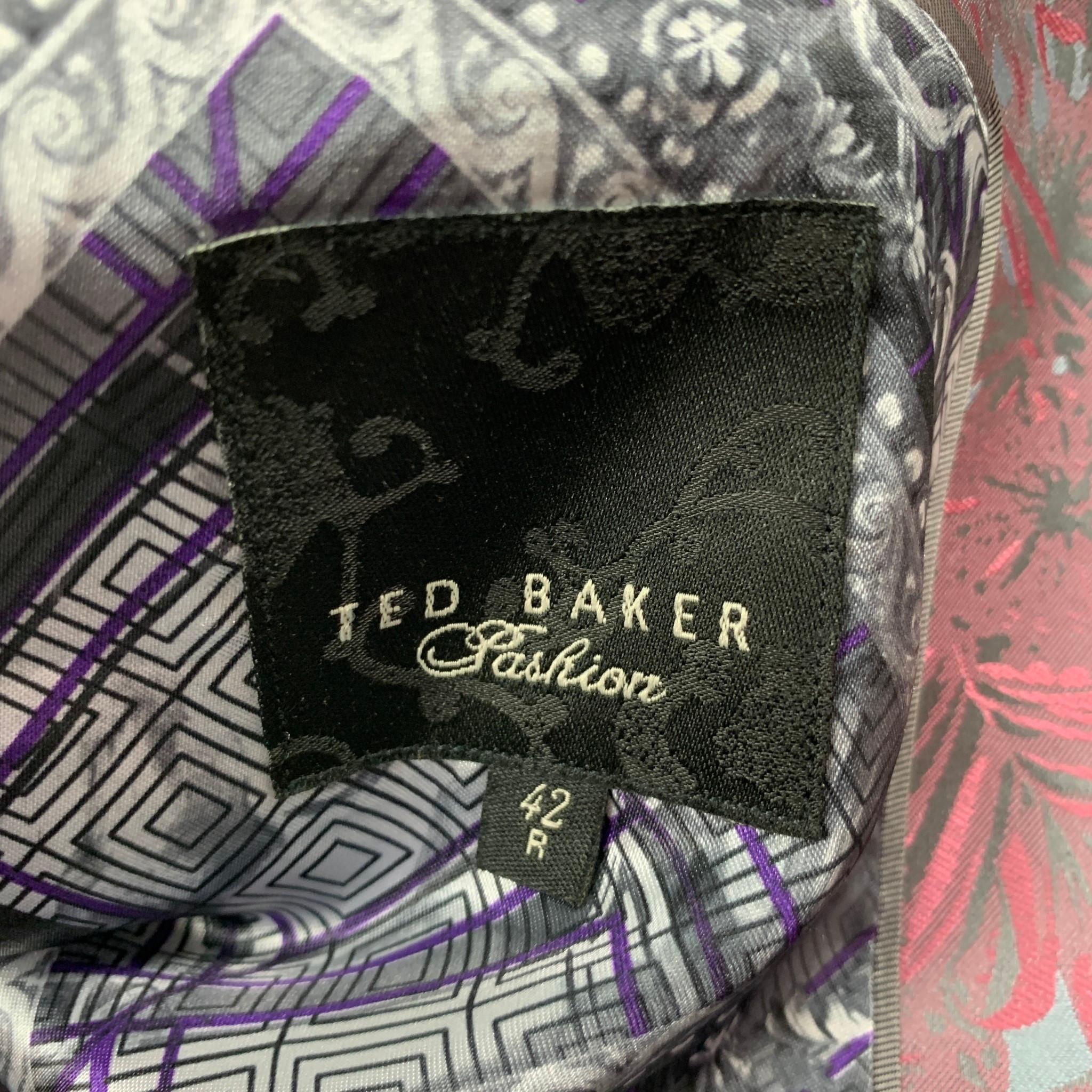 TED BAKER Size 42 Pink Steel Blue Jacquard Polyester Sport Coat 5