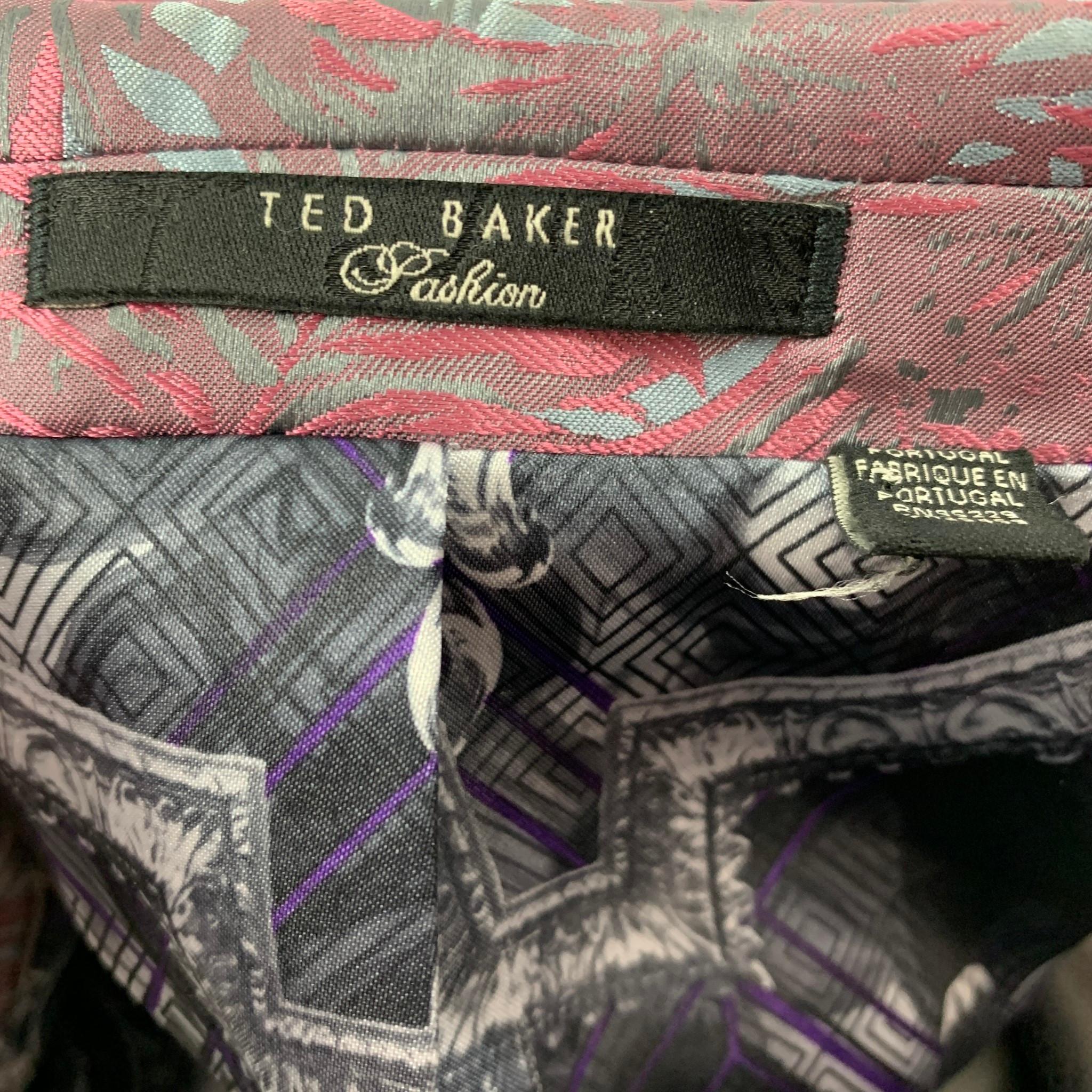 TED BAKER Size 42 Pink Steel Blue Jacquard Polyester Sport Coat 1