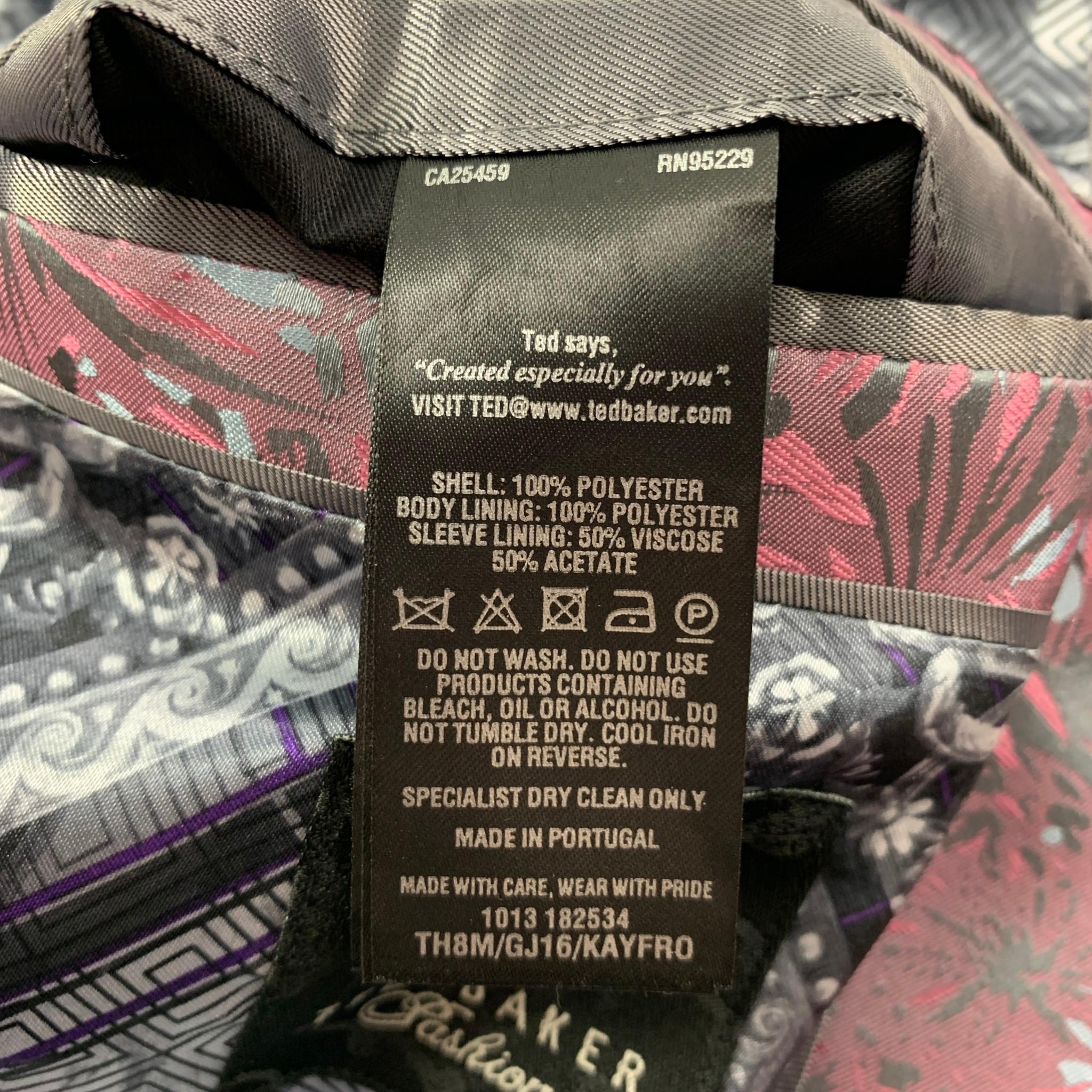 TED BAKER Size 42 Pink Steel Blue Jacquard Polyester Sport Coat 2